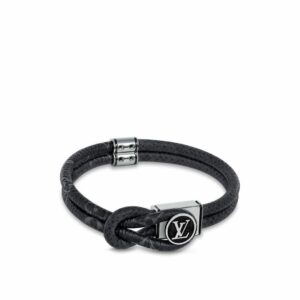 Bracelet en corde et un noeud Louis Vuitton noir monogramme
